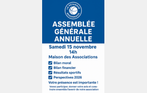 Assemblée Générale du club Samedi 15 novembre 2025 à 14h